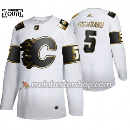 Calgary Flames Mark Giordano 5 Adidas 2019-2020 Golden Edition Weiß Trikot Authentic - Kinder